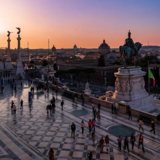 Postcards under the moonlight at Vittoriano