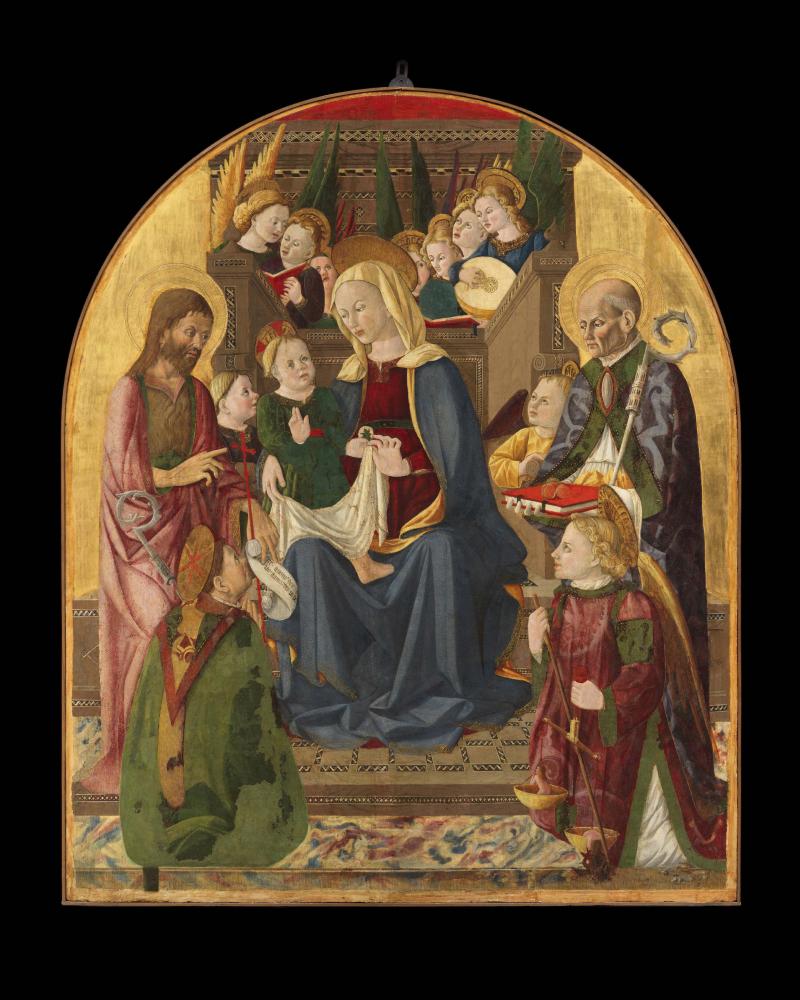 Madonna con il Bambino, nove angeli, san Giovanni Battista, san Fortunato, san Nicola da Bari e san Michele arcangelo