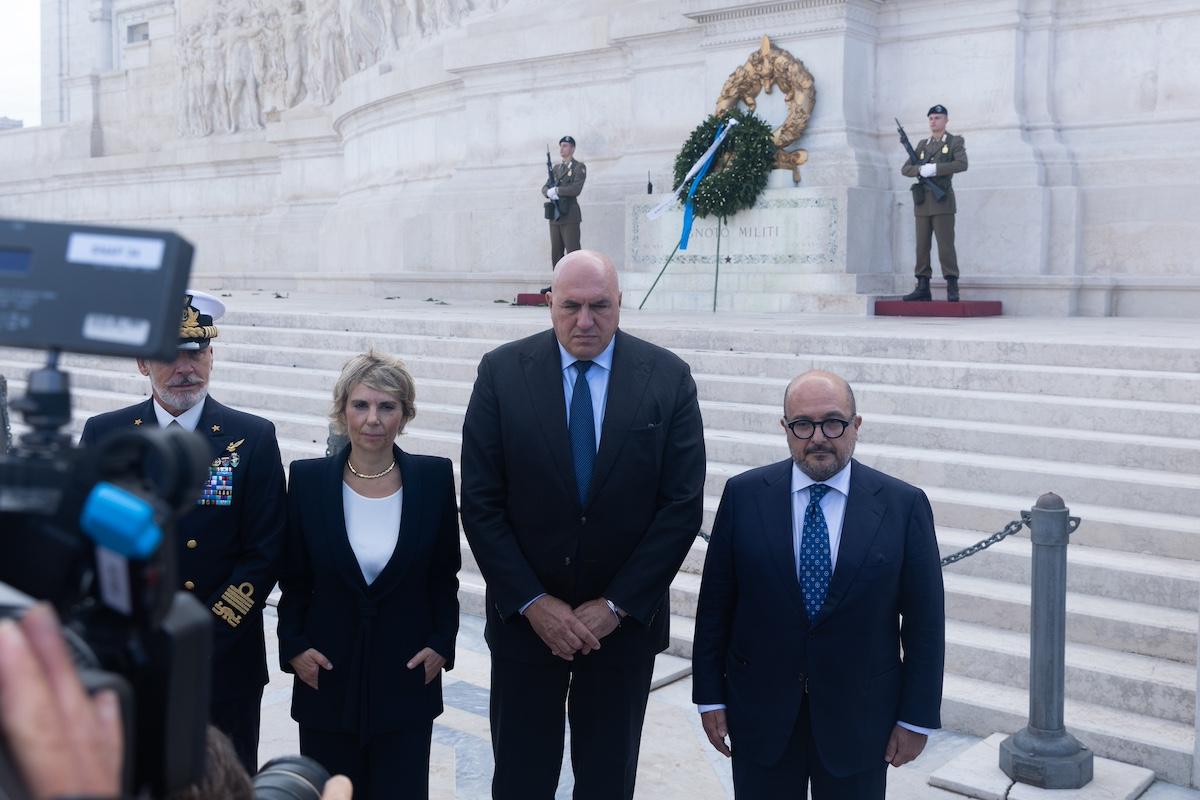Rome, Ministers Crosetto and Sangiuliano inaugurate the restoration of the Altare della Patria.
