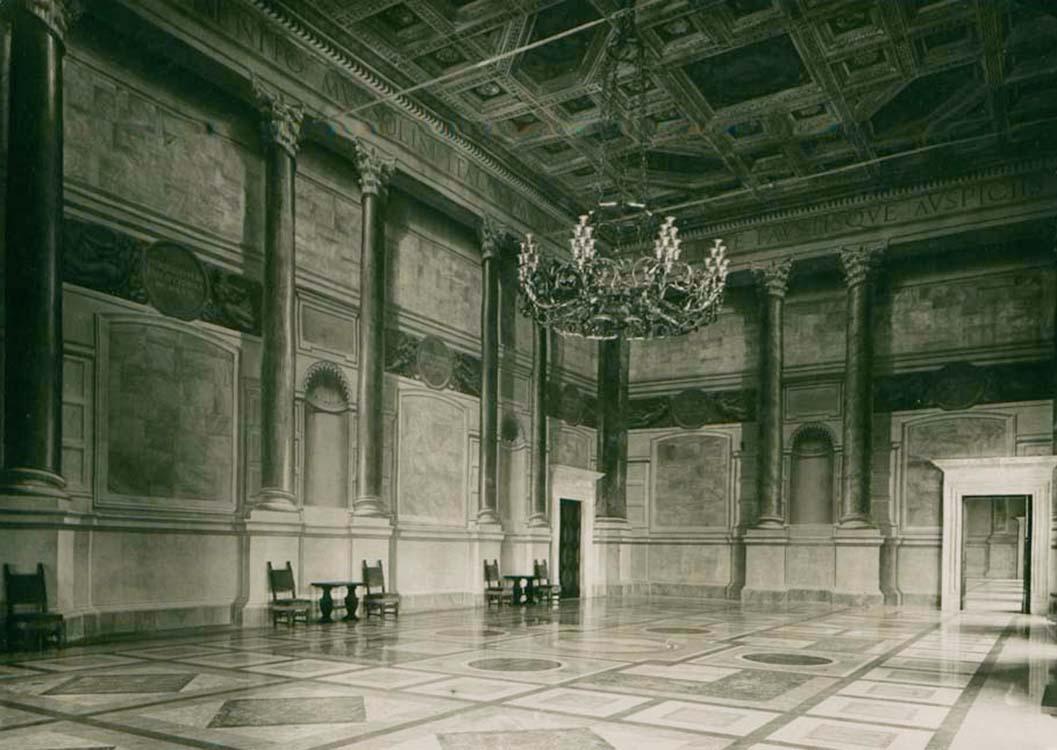 The Sala delle Battaglie (Hall of Battles), previously the Sala del Concistoro (Hall of the Council) as decorated by painter Giovanni Costantini according to a design by architect Armando Brasini in 1928-1930
