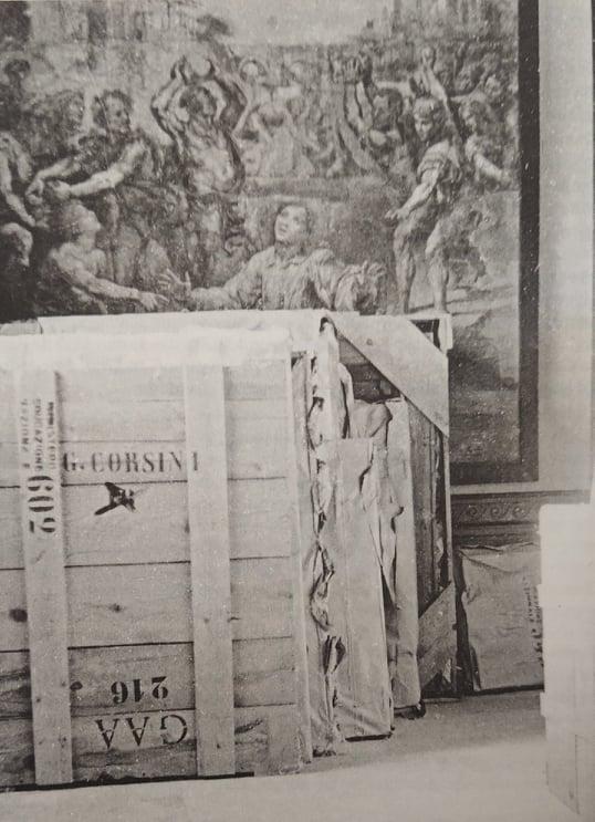 Crates containing artwork from Galleria Corsini, in the Vatican depot
