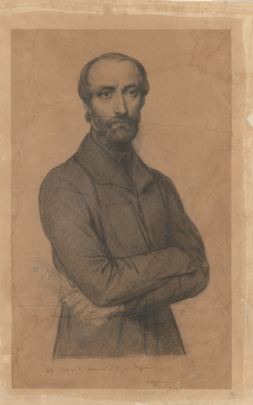 Luigi Calamatta    
Giuseppe Mazzini    
1847 circa
Disegno matita nera su carta    
Roma, Biblioteca di Storia Moderna e Contemporanea Responsabile 
Su concessione del Ministero della Cultura / Biblioteca di storia moderna e contemporanea, Roma
