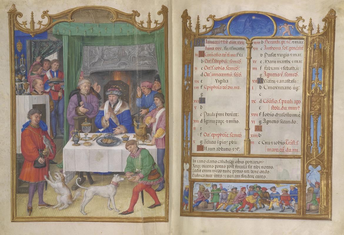 Banquet in January from the Grimani Breviary, Marciana Library in Venice
