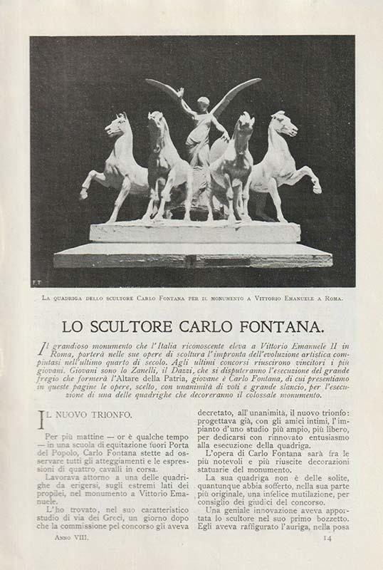 Sculptor Carlo Fontana in a portrait by Ermanno Amicucci, from Il Secolo XX, vol. VIII, n. 3, March 1909
