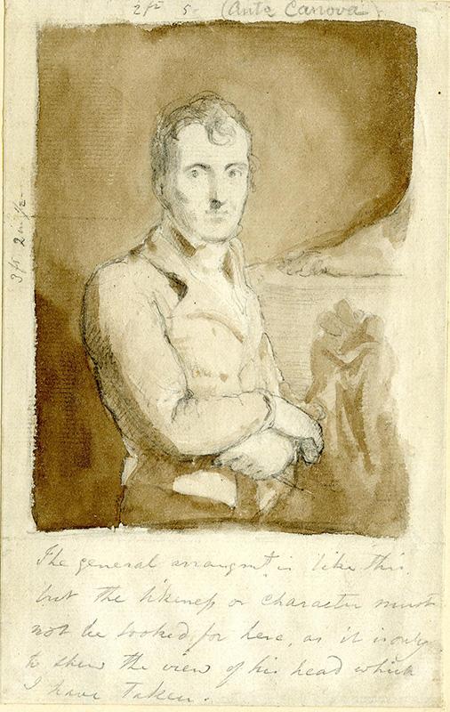 Ritratto di Antonio Canova in un disegno dell'artista britannico Sir George Hayter, conservato al British Museum di Londra
