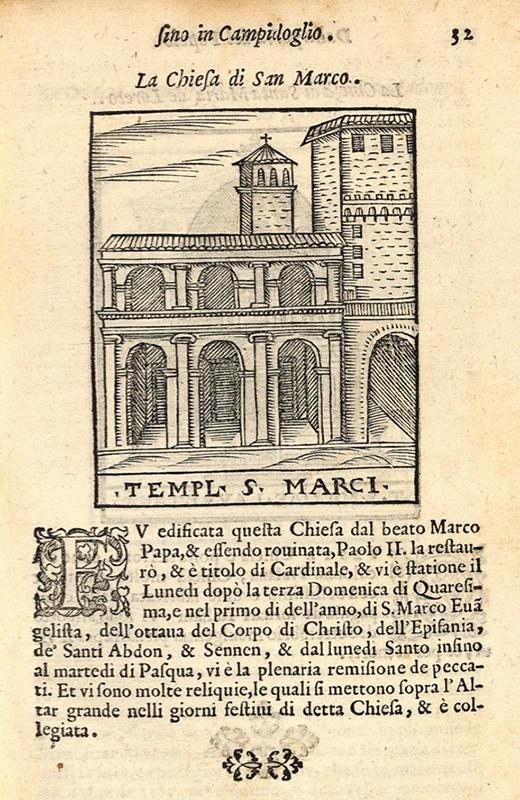 La Basilica di San Marco, da Le cose maravigliose dell'alma città di Roma di Girolamo Francini del 1588