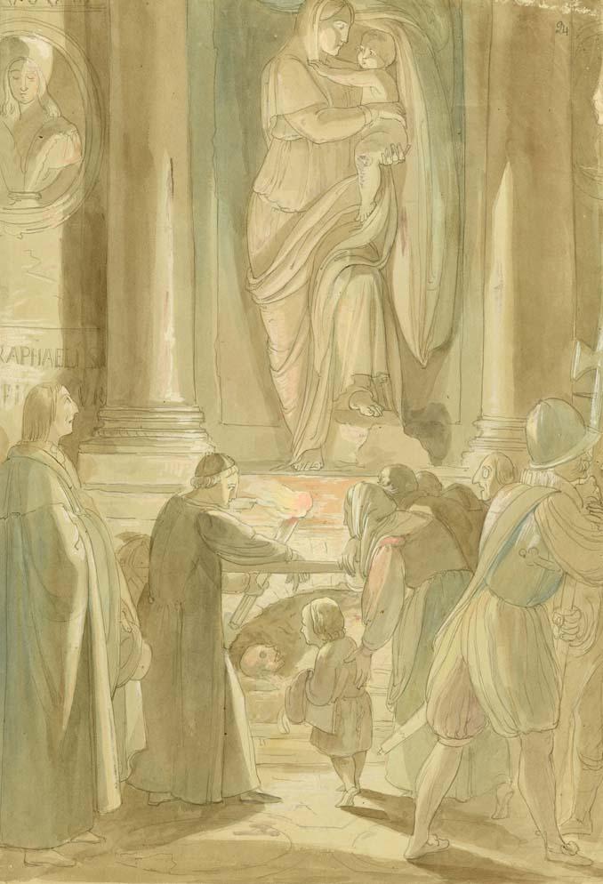Opuscolo a stampa, litografie, disegni e manoscritti relativi al ritrovamento delle spoglie di Raffaello Sanzio, 1836-1837 circa
