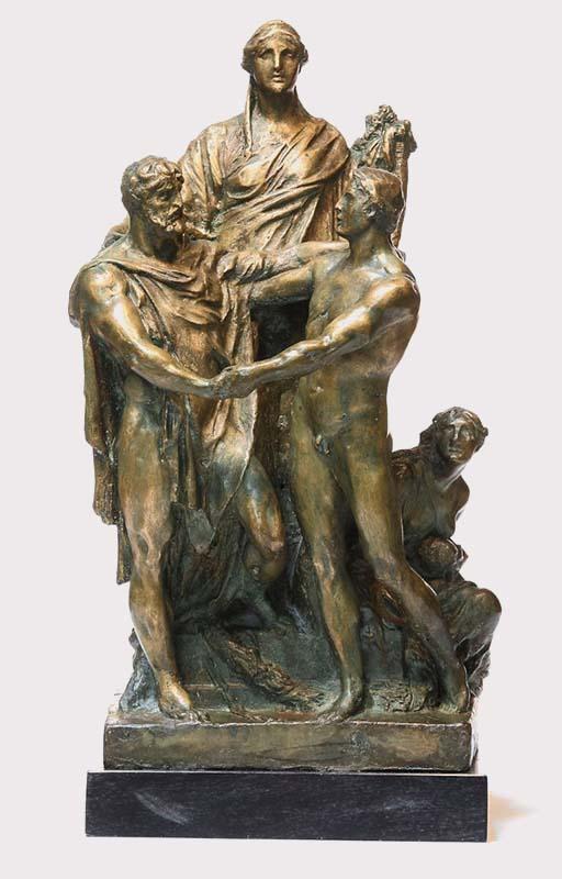 Modellino in bronzo de La Concordia di Lodovico Pogliaghi, già elaborato per il gruppo scultoreo nella prima balaustra del Vittoriano, oggi conservato nell’atelier della Casa Museo Lodovico Pogliaghi
