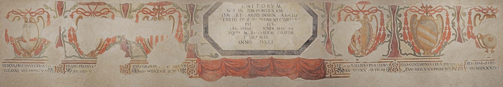The crests of Venetian cardinals in a detached fresco, now kept at the Museum of Palazzo Venezia
