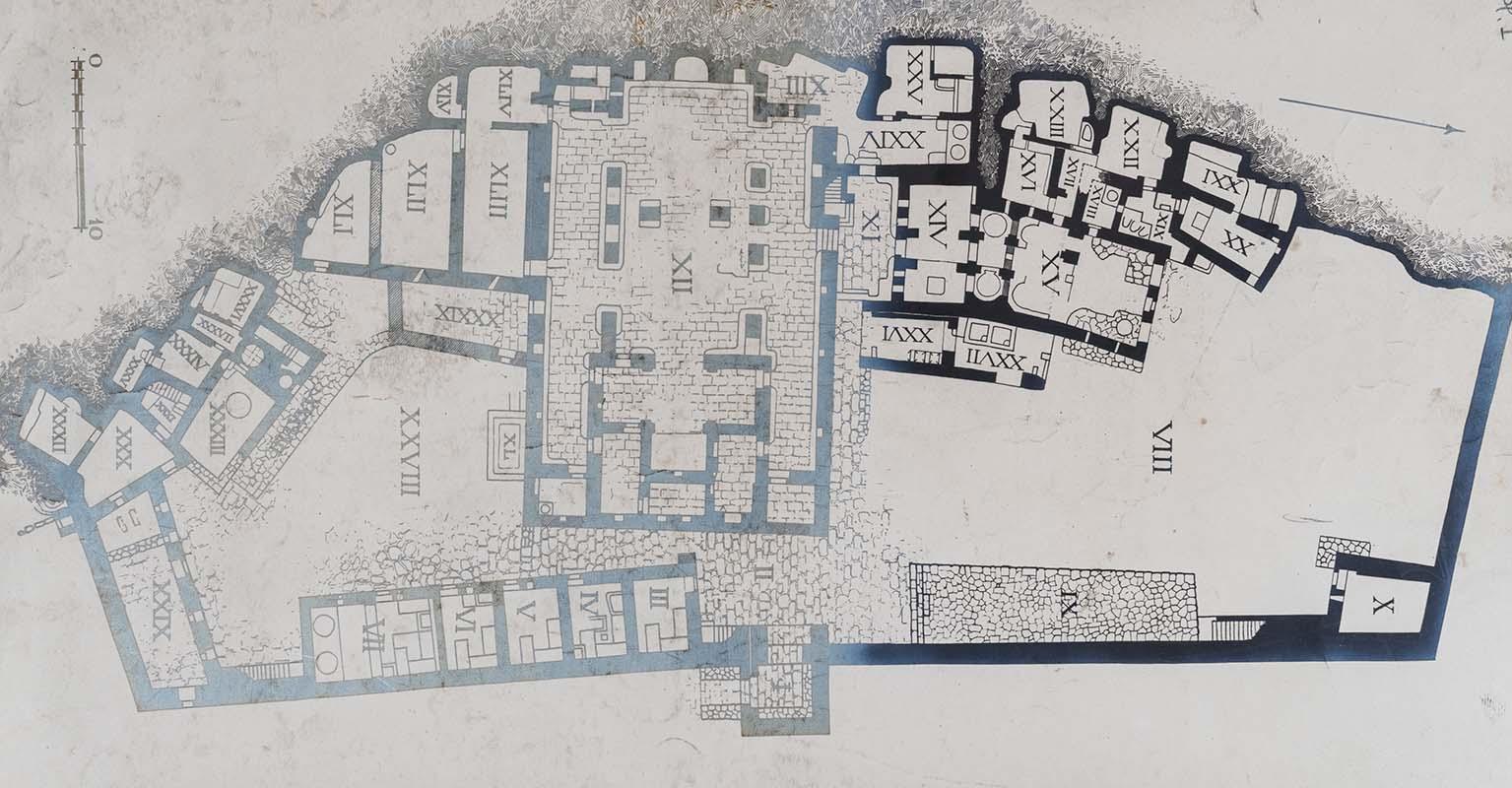 Published and reduced floor plan of the Monastery of Saint Simeon in Nubia (Egypt)
