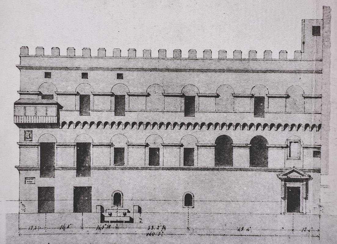 Alzato del Palazzetto (esterno) del restauro Barvitius nel 1856-1858
