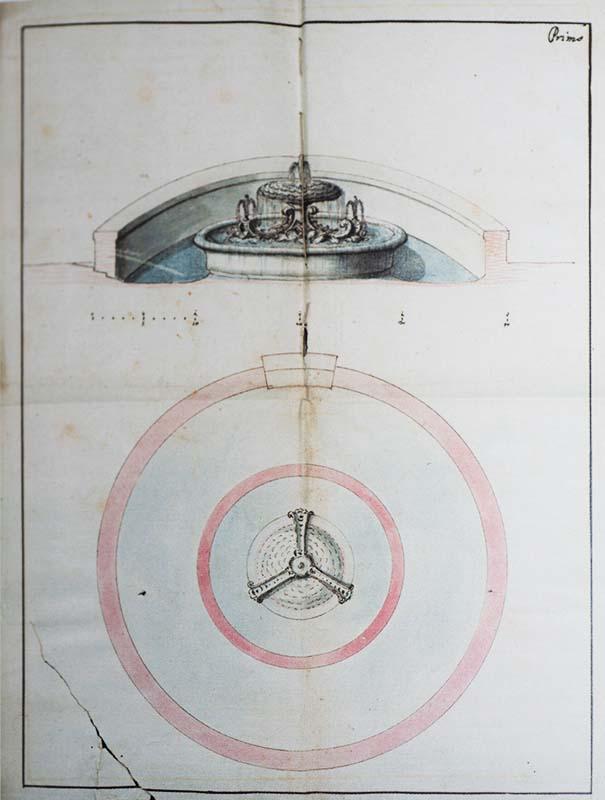 Drawings for each of the proposed designs for the fountain to be built at the centre of the courtyard of Palazzo Venezia in 1730