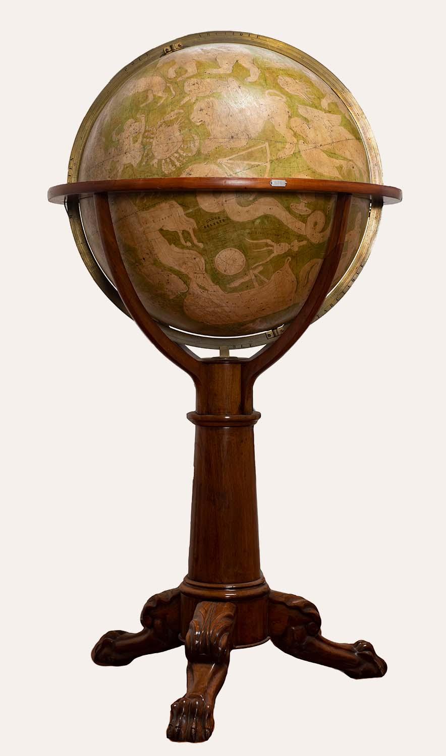 Two antique globes once in Ruffo's collection: the Globo Celeste (left) and the Globo Terrestre (right)
