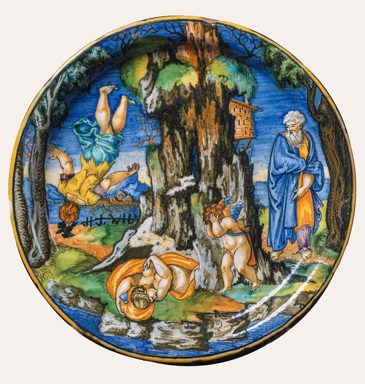 The dish with the myth of Aesacus by Francesco Xanto Avelli