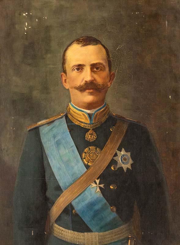 Ritratto di Vittorio Emanuele III di Savoia in un dipinto del 1900-1910 circa, conservato presso il Museo del Castello Reale di Racconigi
