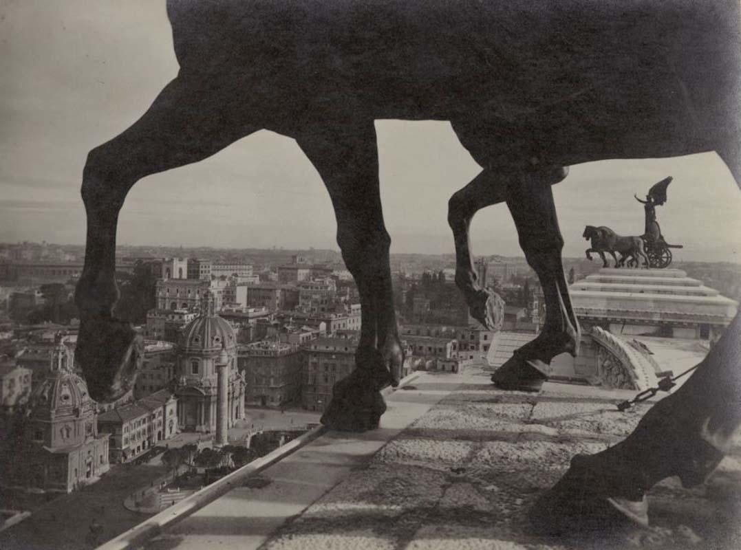 Panorama from the Quadriga of Liberty on the western propylaeum of the Vittoriano, late 1940s
