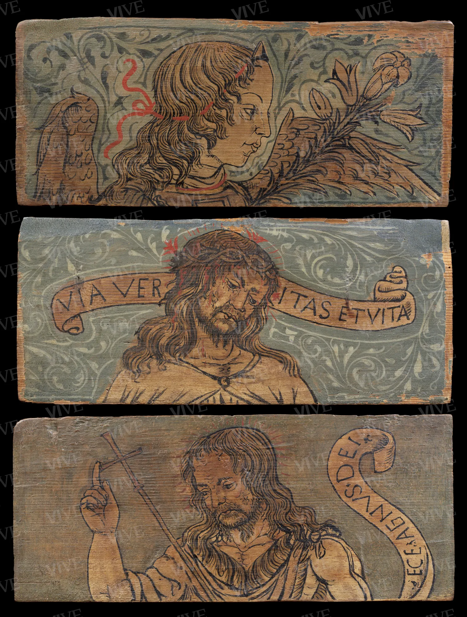 Arcangelo Gabriele; Cristo in pietà; San Giovanni Battista - ambito lombardo