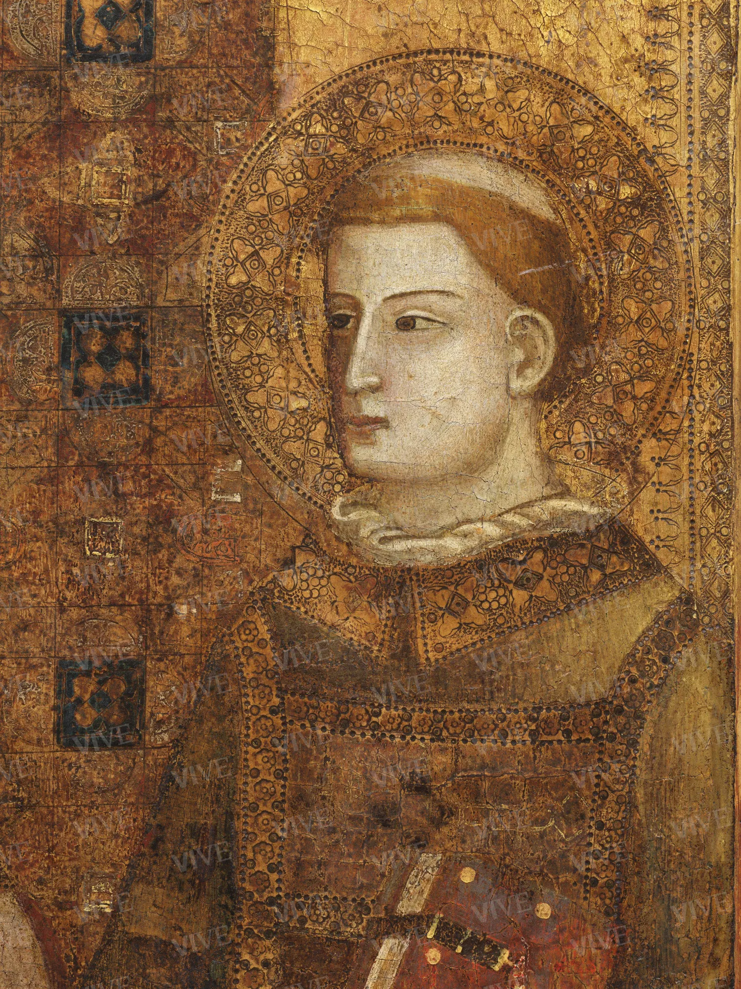 Matrimonio mistico di santa Caterina d'Alessandria, un santo vescovo e un santo diacono - Maestro dell'Incoronazione Christ Church