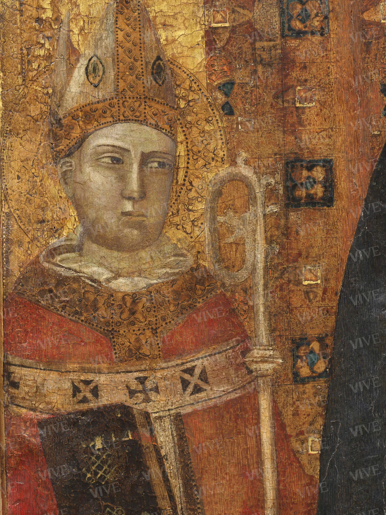 Matrimonio mistico di santa Caterina d'Alessandria, un santo vescovo e un santo diacono - Maestro dell'Incoronazione Christ Church