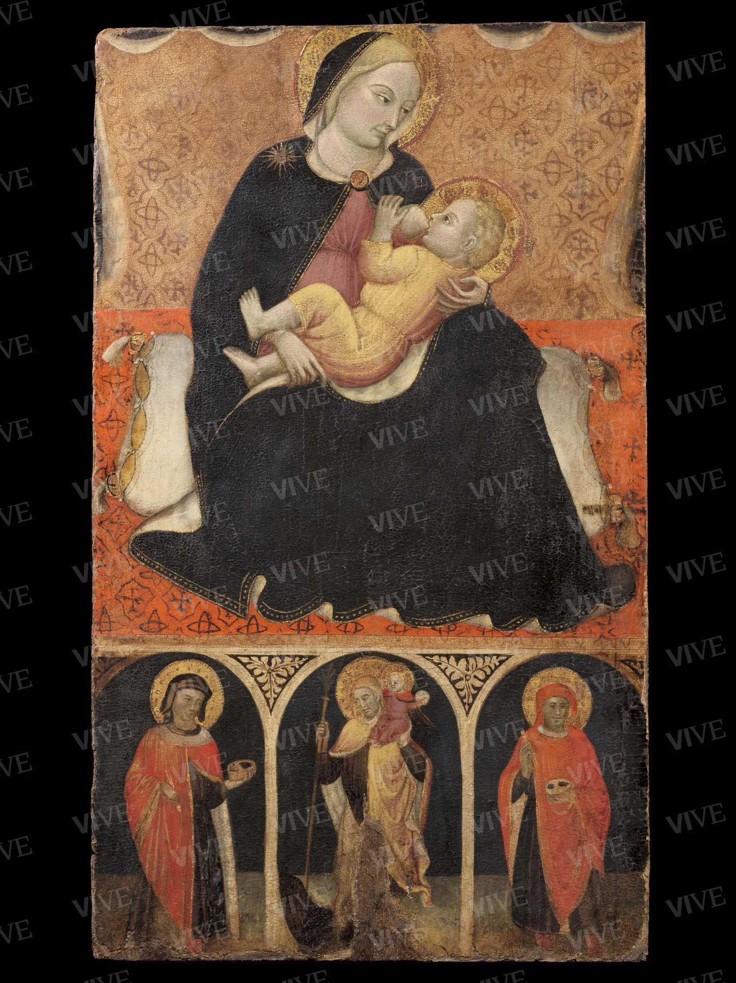 Madonna con Bambino, san Cosma, san Cristoforo, san Damiano - Cristoforo da Bologna