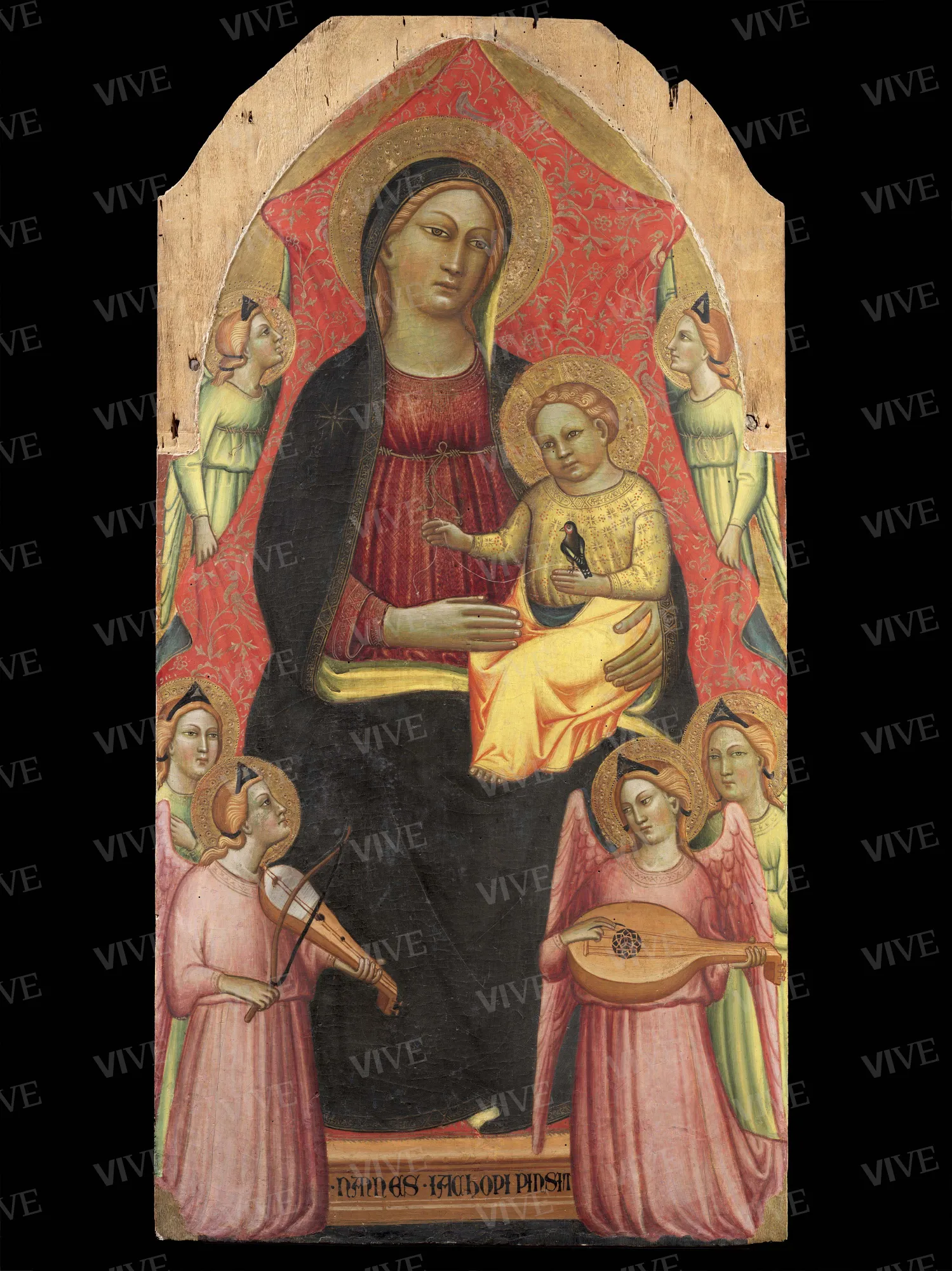 Trittico raffigurante Madonna con il Bambino tra i ss. Giovanni Evangelista e Giacomo a sinistra, Giorgio e Antonio Abate a destra - Nanni di Jacopo