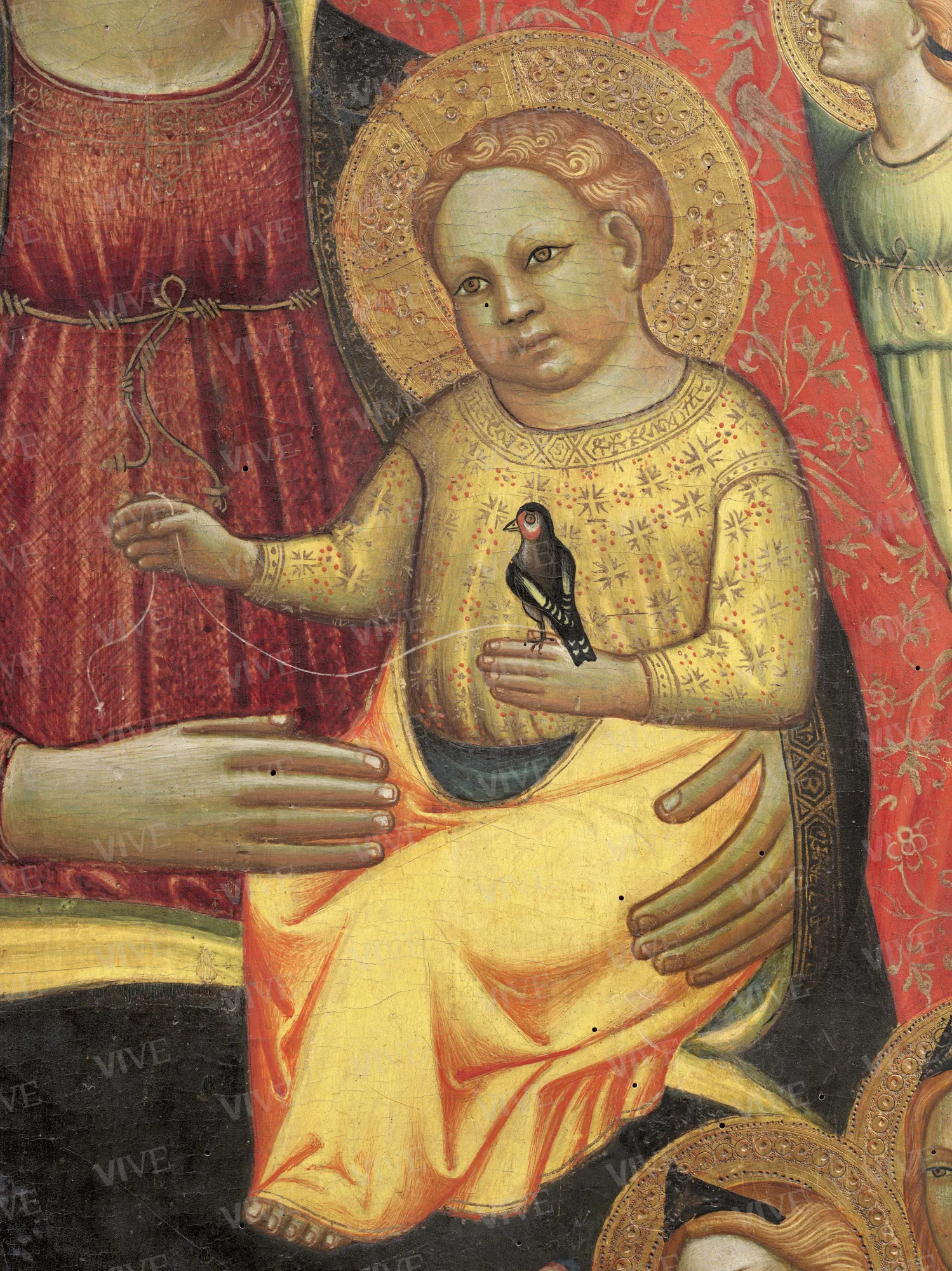 Trittico raffigurante Madonna con il Bambino tra i ss. Giovanni Evangelista e Giacomo a sinistra, Giorgio e Antonio Abate a destra - Nanni di Jacopo