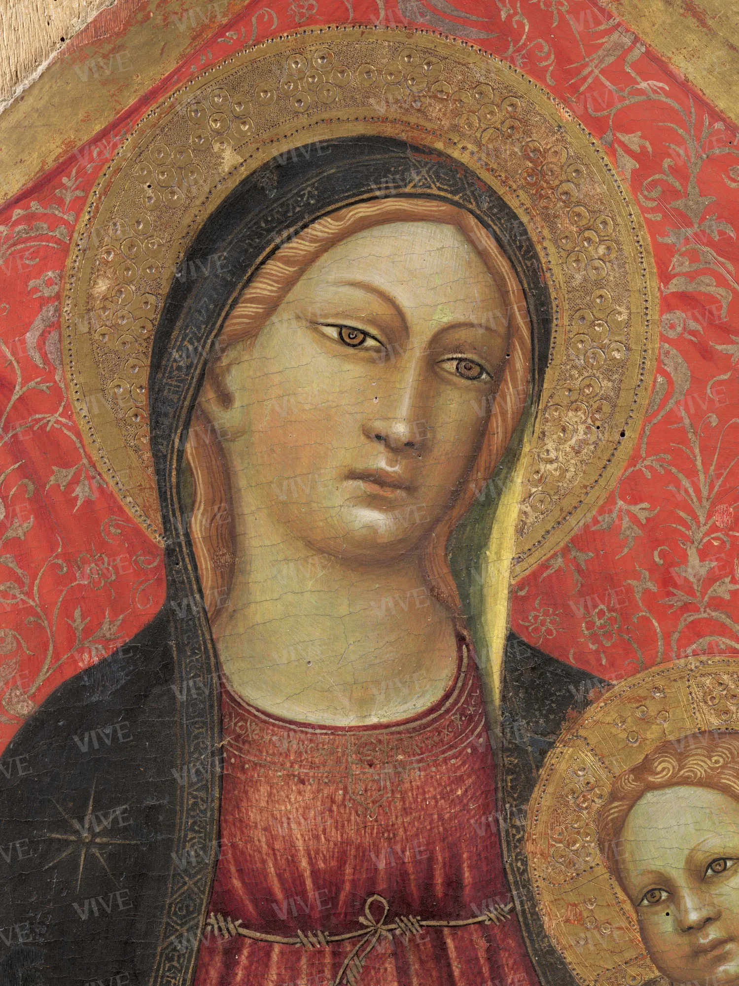 Trittico raffigurante Madonna con il Bambino tra i ss. Giovanni Evangelista e Giacomo a sinistra, Giorgio e Antonio Abate a destra - Nanni di Jacopo