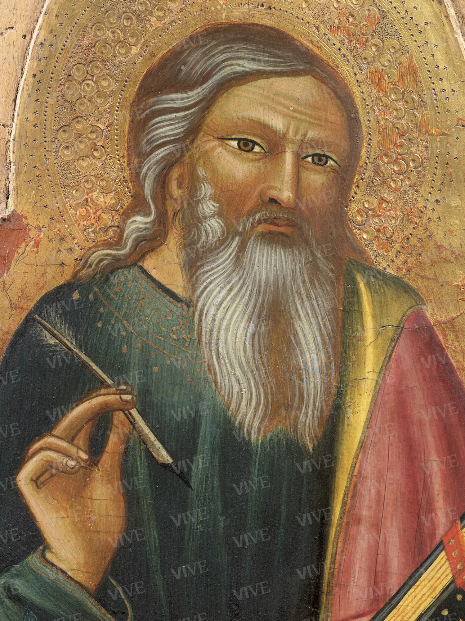 Trittico raffigurante Madonna con il Bambino tra i ss. Giovanni Evangelista e Giacomo a sinistra, Giorgio e Antonio Abate a destra - Nanni di Jacopo