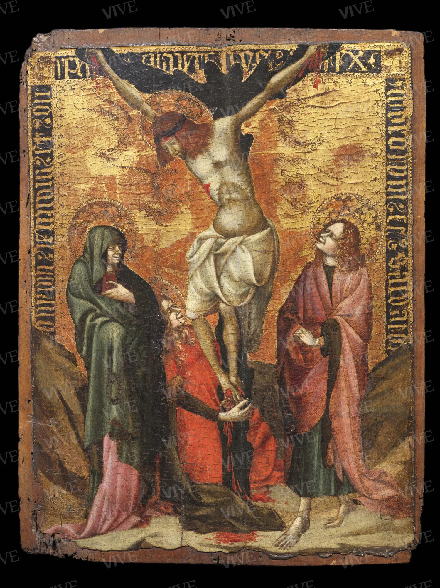 Crocifissione tra i due dolenti e la Maddalena - Pseudo Stefano da Ferrara