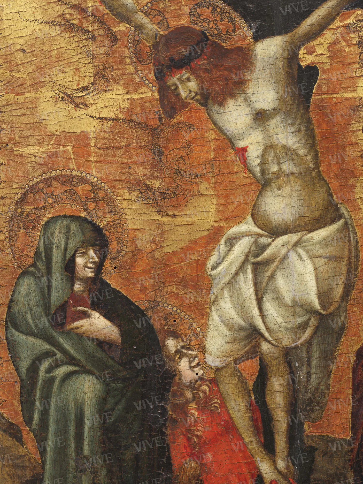 Crocifissione tra i due dolenti e la Maddalena - Pseudo Stefano da Ferrara