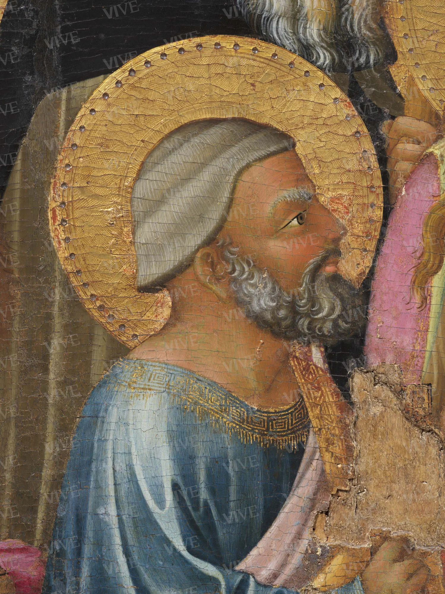 Madonna con il Bambino in trono tra due angeli e i santi Giovanni Battista, Pietro, Paolo, Antonio Abate, Michele Arcangelo, Bartolomeo, Onofrio e Lorenzo - Mariotto di Cristofano