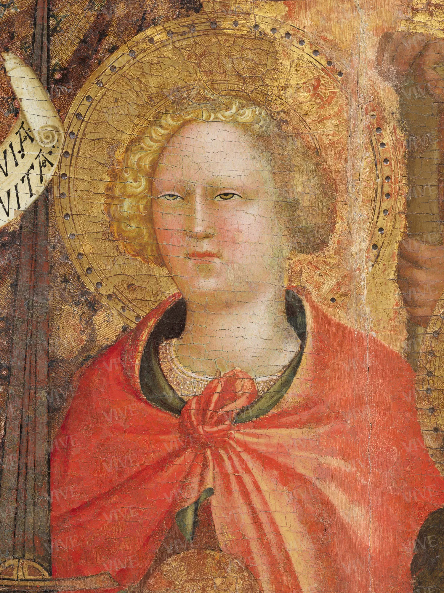 Madonna con il Bambino in trono tra due angeli e i santi Giovanni Battista, Pietro, Paolo, Antonio Abate, Michele Arcangelo, Bartolomeo, Onofrio e Lorenzo - Mariotto di Cristofano