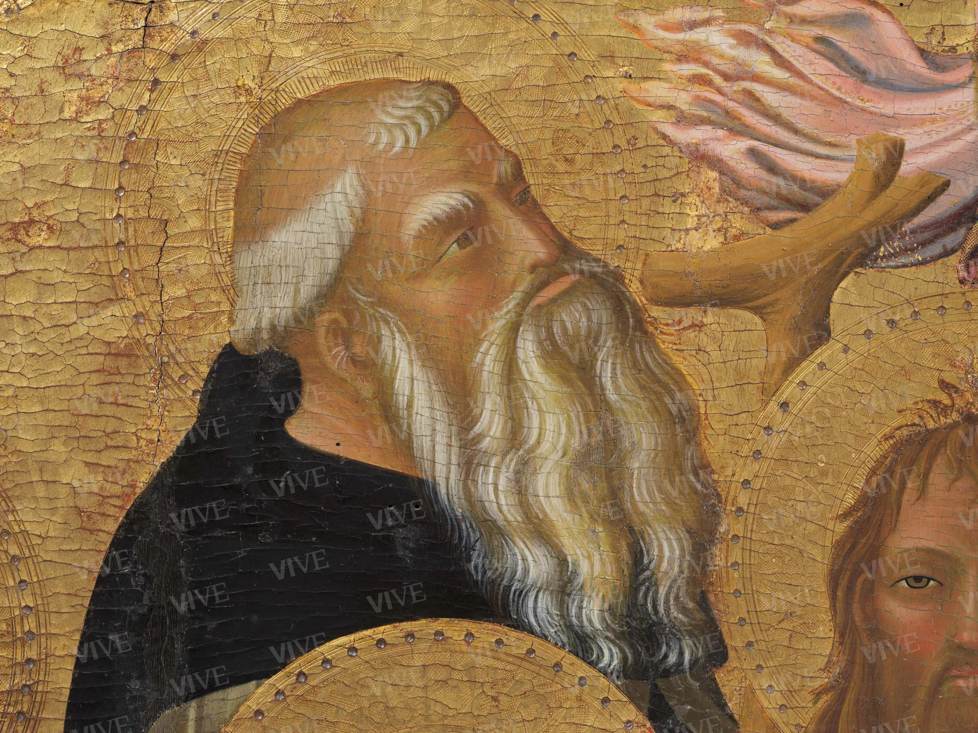 Madonna con il Bambino in trono tra due angeli e i santi Giovanni Battista, Pietro, Paolo, Antonio Abate, Michele Arcangelo, Bartolomeo, Onofrio e Lorenzo - Mariotto di Cristofano