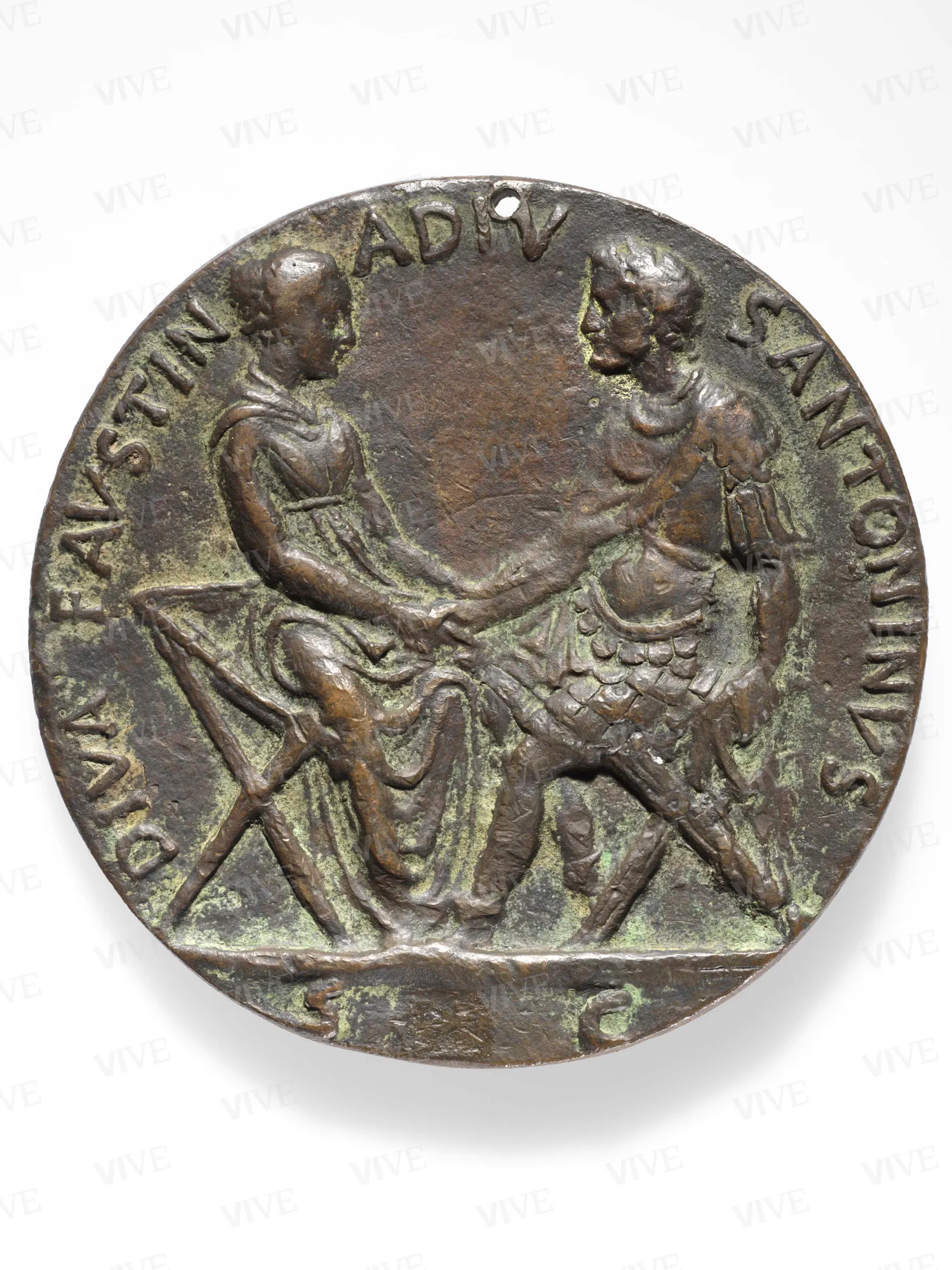 Medaglia con Faustina Maggiore/Antonino Pio e Faustina si stringono le mani - Antonio Averlino detto Filarete