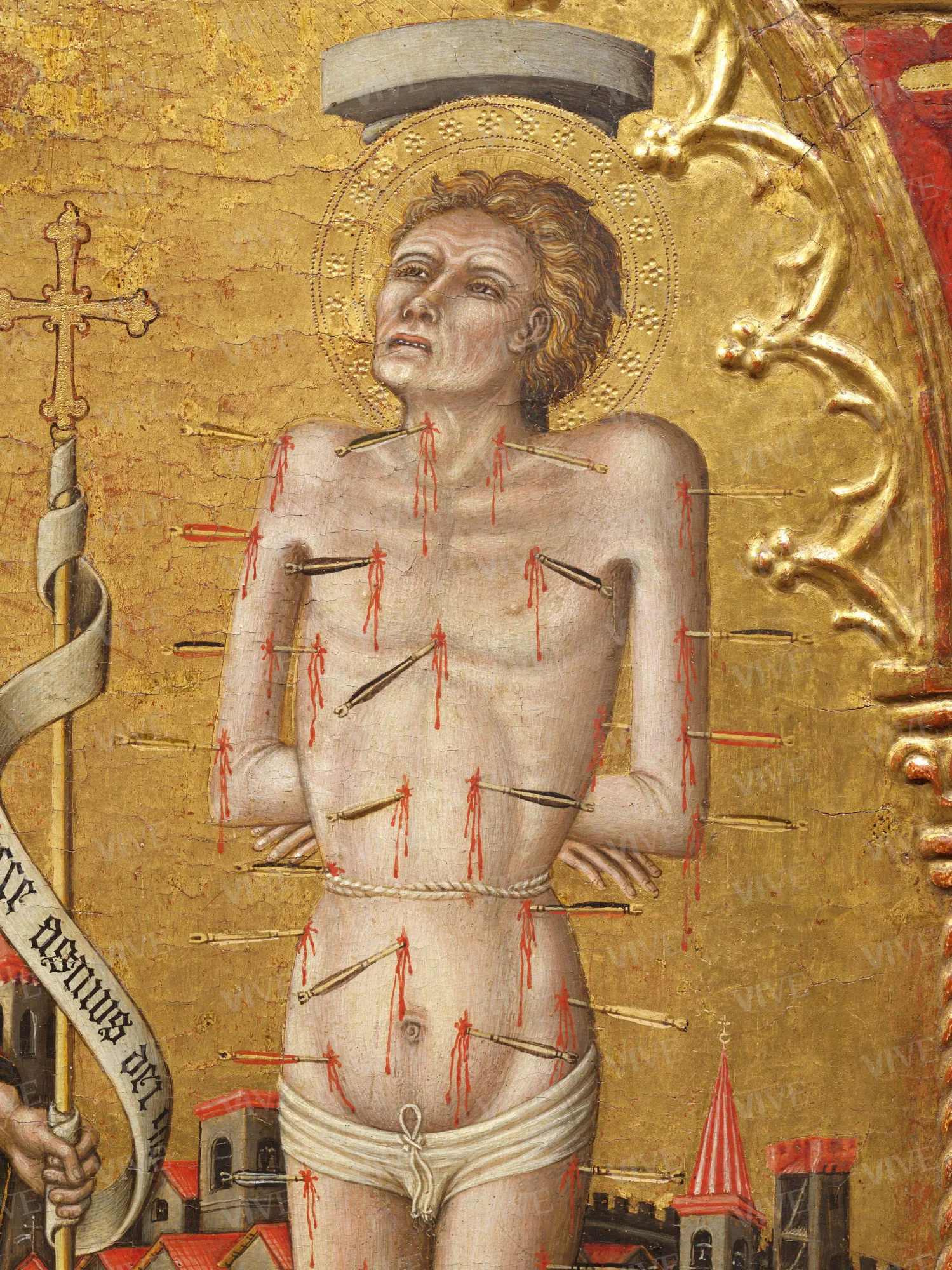 Madonna of Mercy, God the Father shooting arrows (obverse); Saint John the Baptist, Saint Sebastian, and the Risen Christ (reverse) - Staffolo Master