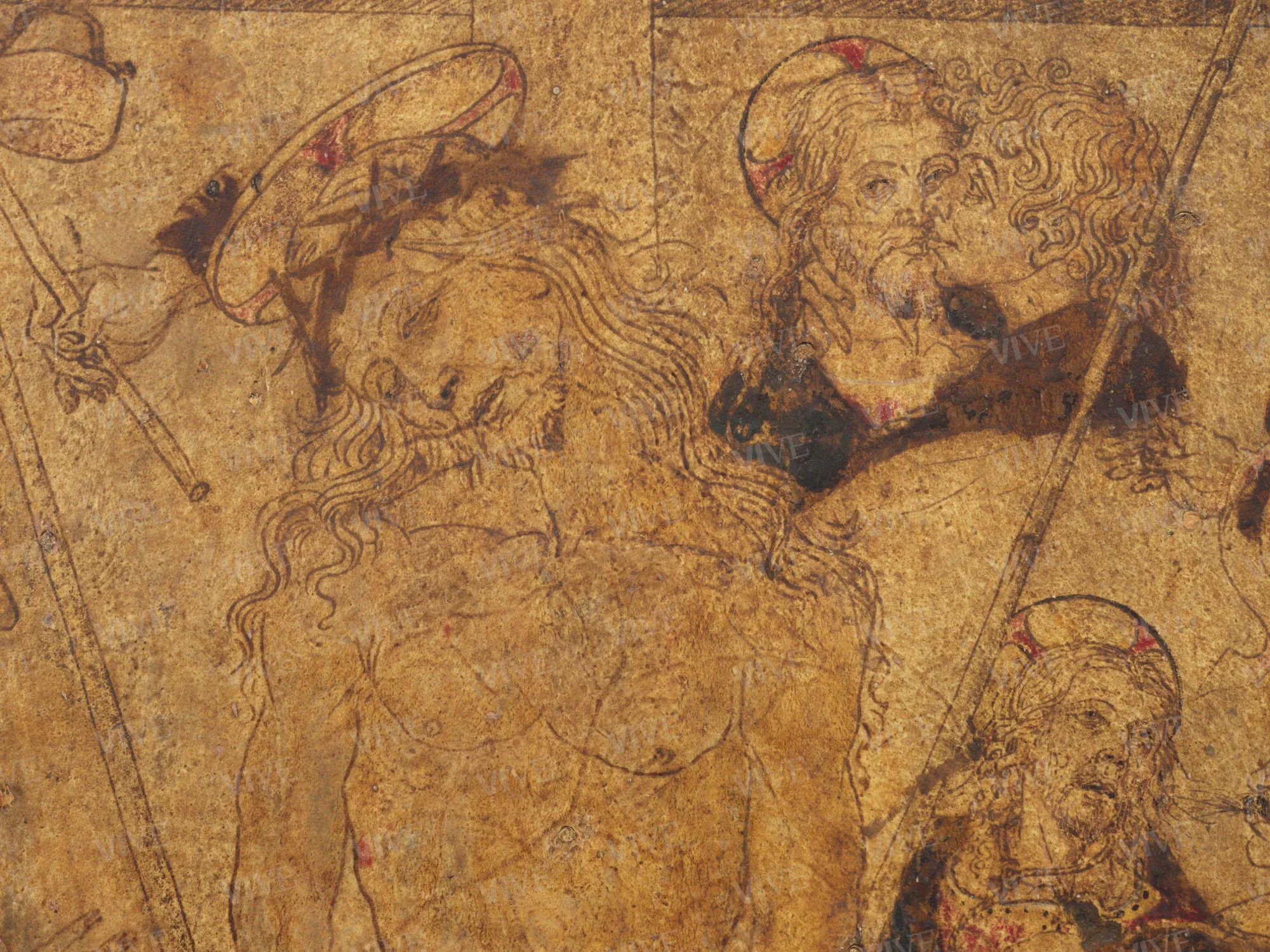 Cristo in pietà con i simboli della Passione e un frate francescano in adorazione - ambito toscano