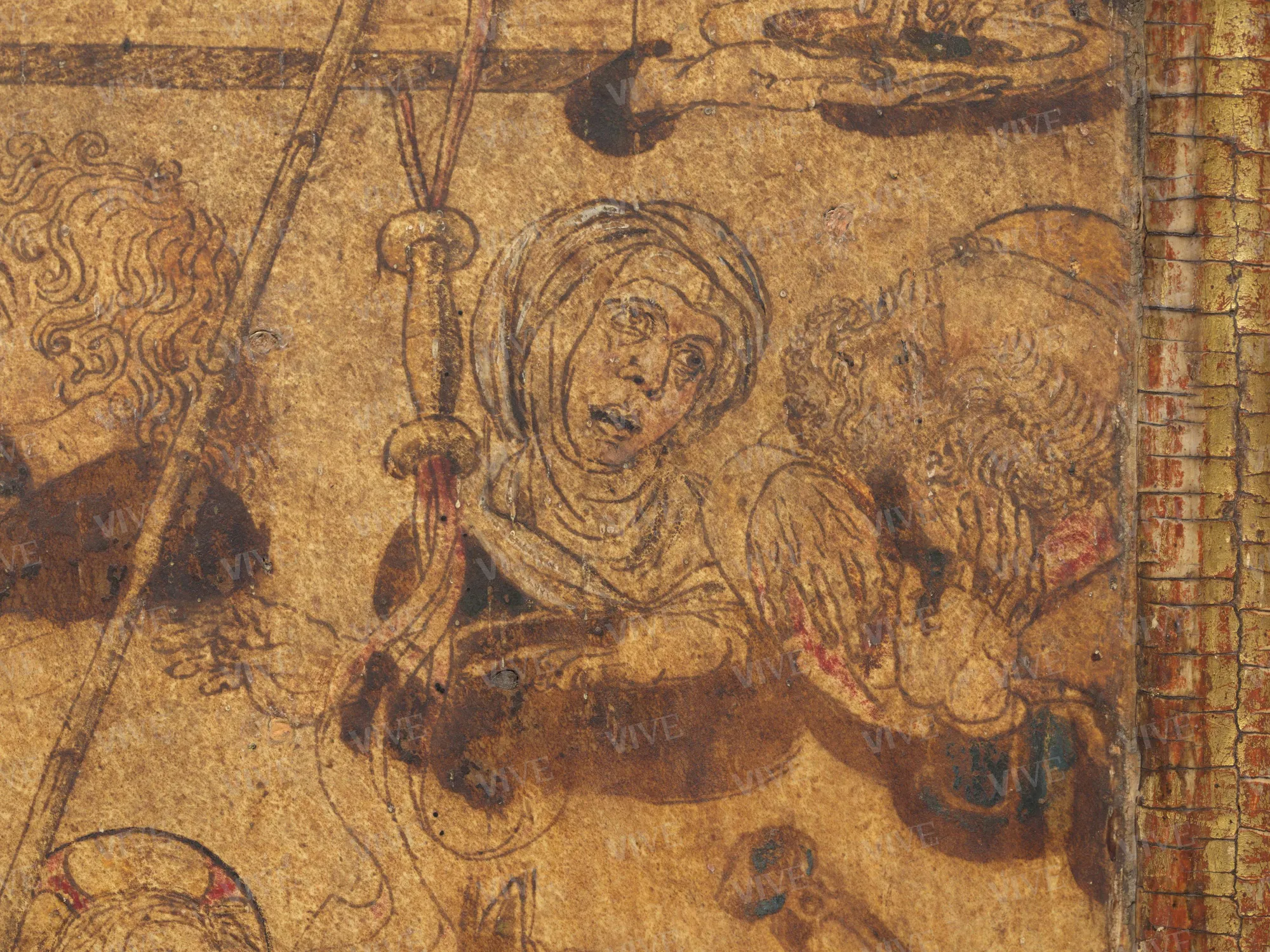 Cristo in pietà con i simboli della Passione e un frate francescano in adorazione - ambito toscano