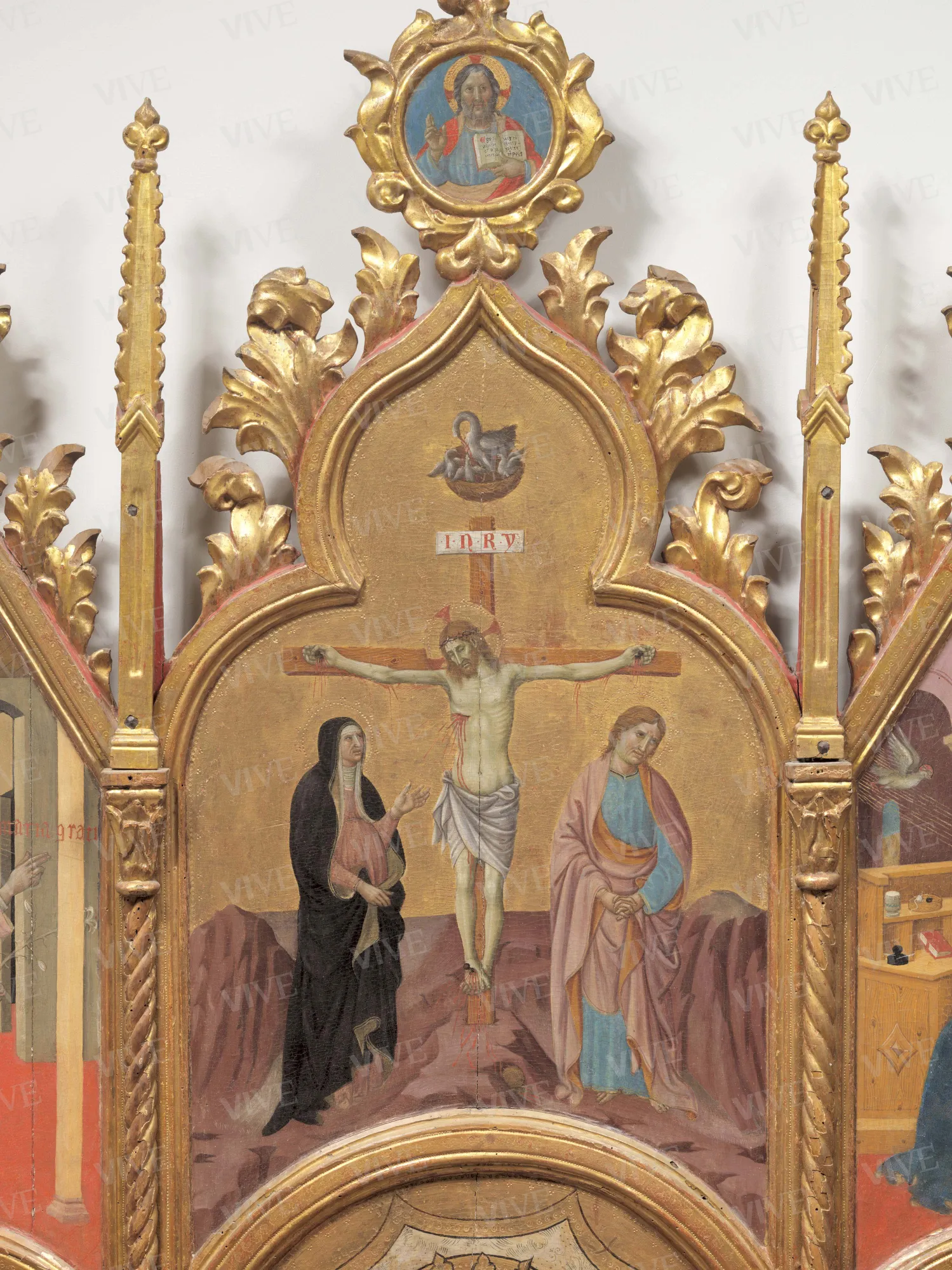 Madonna con il Bambino che mostra gli strumenti della Passione, tra santa Lucia e santa Caterina d'Alessandria; Annunciazione; Dio Padre benedicente, beato Gherardo da Serra de’ Conti e beato Alberto da Sassoferrato - Giovanni Antonio Bellinzoni da Pesaro