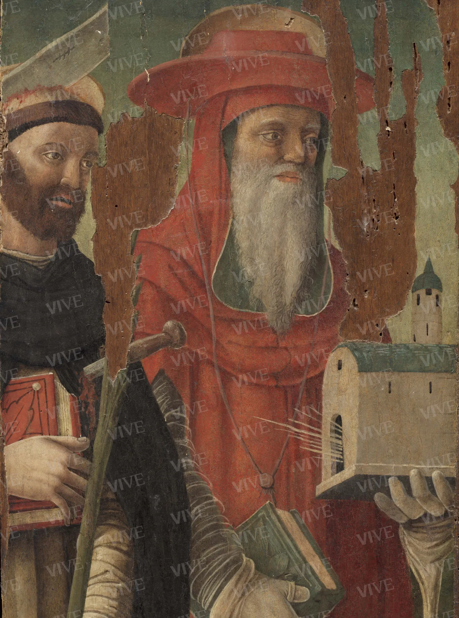 Madonna con il Bambino; santi Pietro martire e Girolamo; santi Antonio da Padova e Caterina d’Alessandria - Angelo di Silvestro detto Angelo Zoppo o Zotto ?