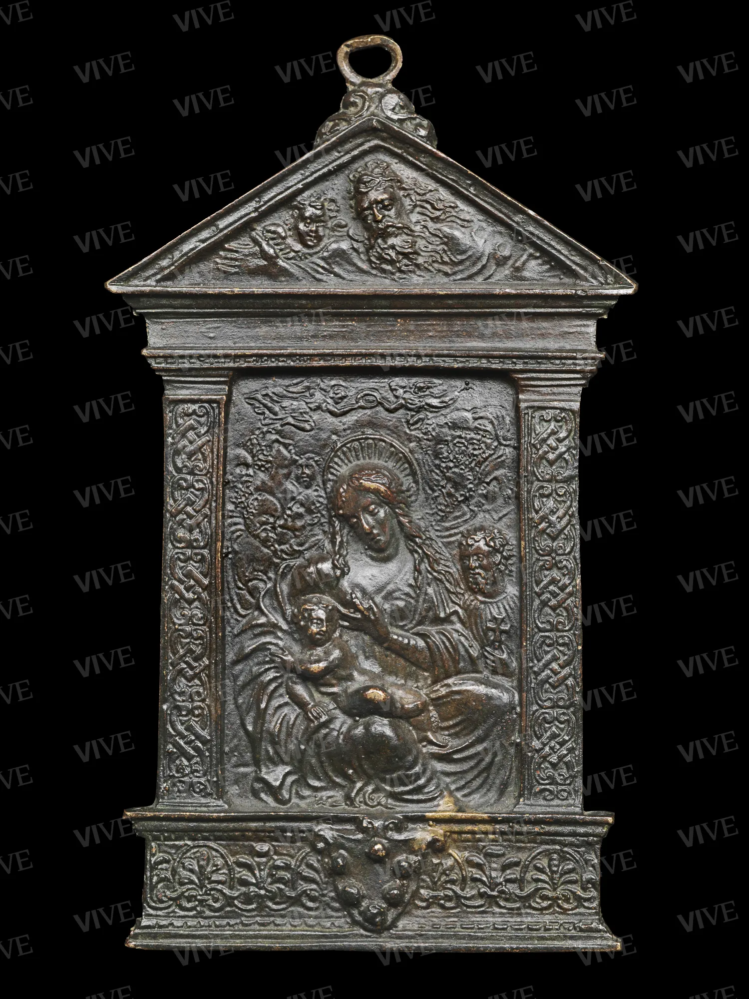 Nursing Madonna with Saint Joseph (?), Saints, and God the Father - Galeazzo Mondella called Il Moderno