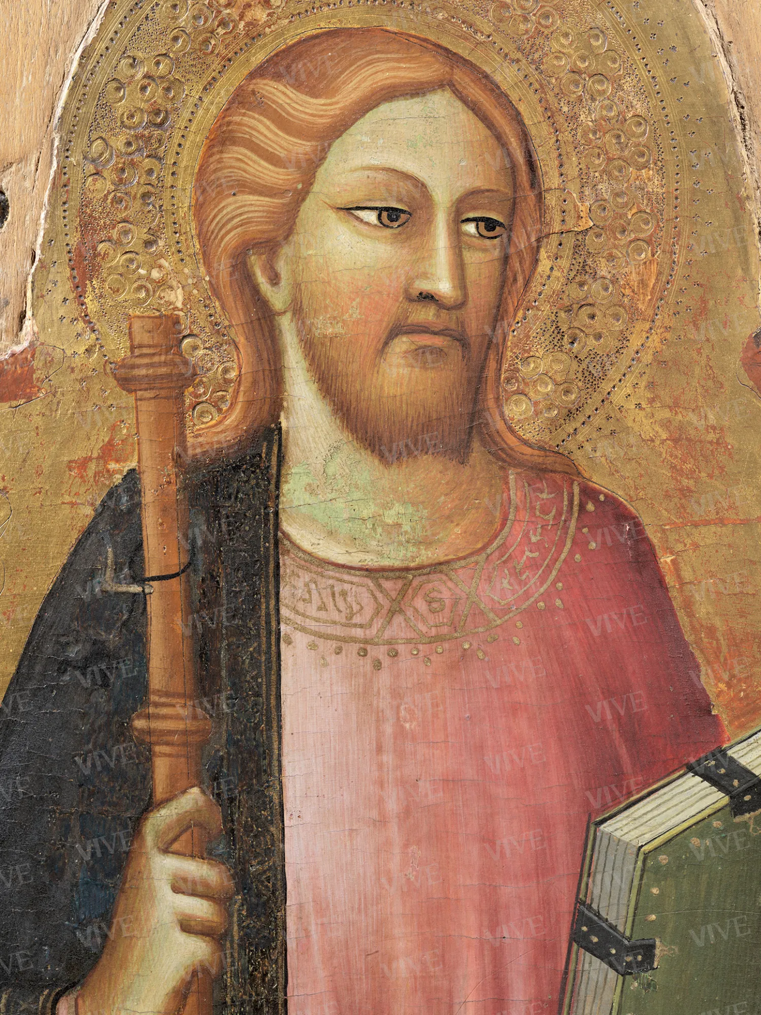 Trittico raffigurante Madonna con il Bambino tra i ss. Giovanni Evangelista e Giacomo a sinistra, Giorgio e Antonio Abate a destra - Nanni di Jacopo