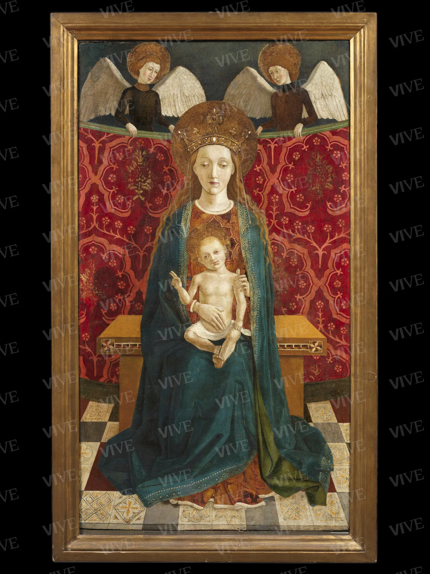 Madonna con il Bambino in trono e due angeli - Maestro della Pietà di Piedigrotta ?