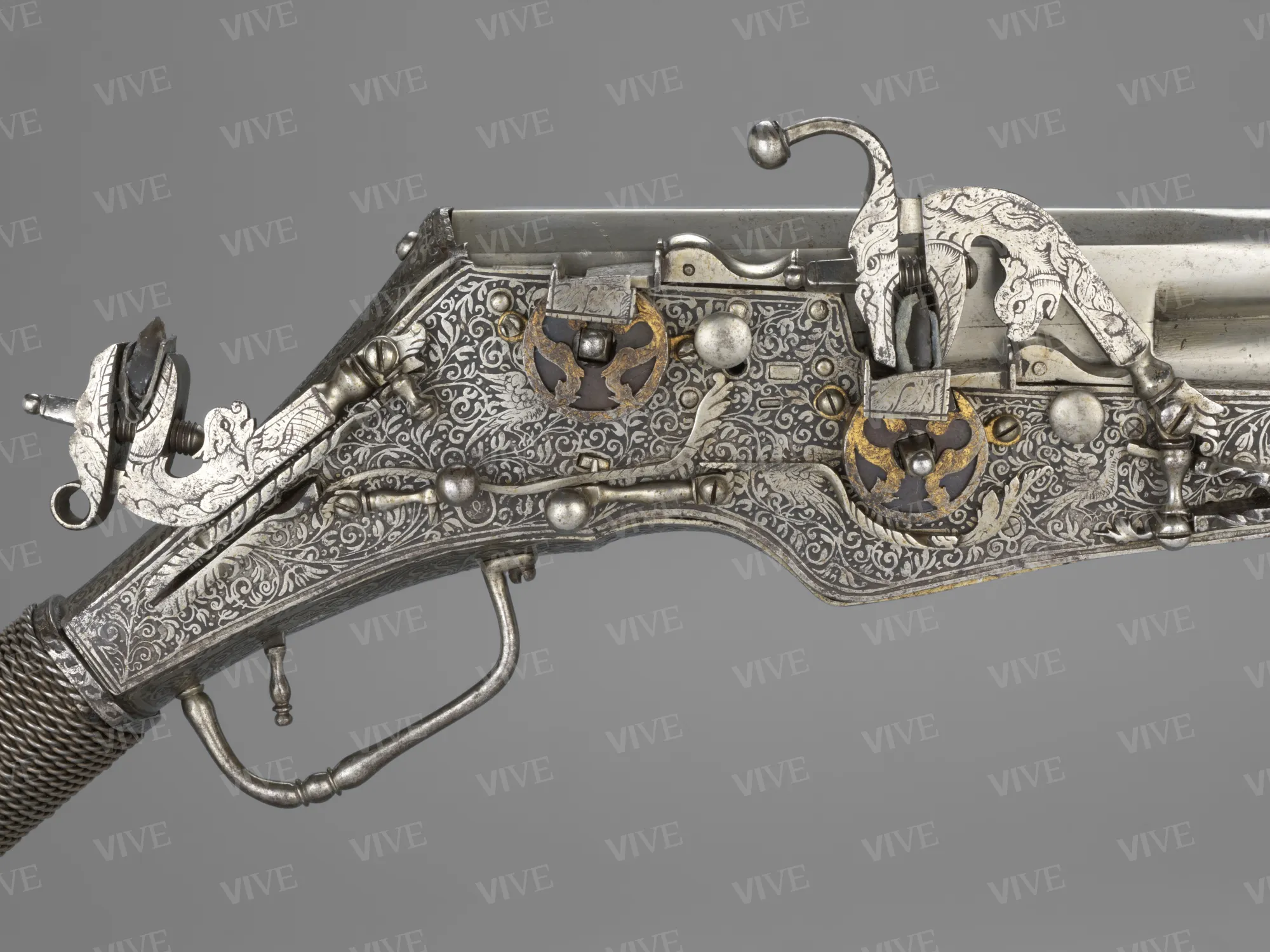 Pistola a ruota doppia e due canne - manifattura della Sassonia