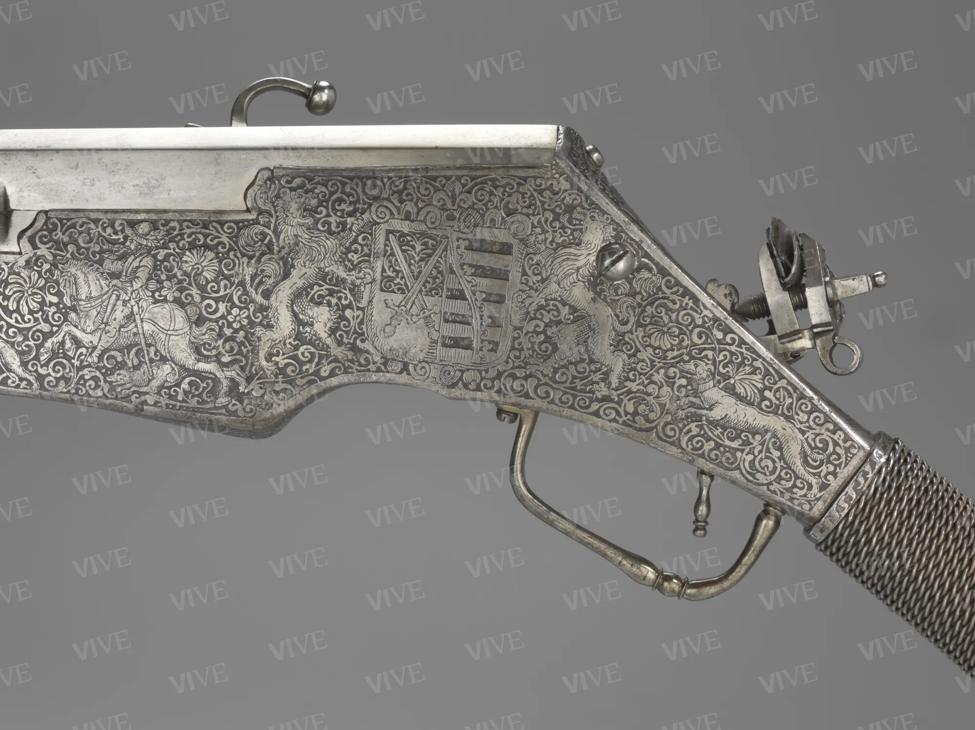 Pistola a ruota doppia e due canne - manifattura della Sassonia