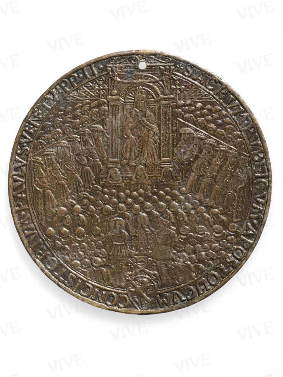 Medal with Pope Paul II in consistory/Last Judgment - Emiliano Orfini