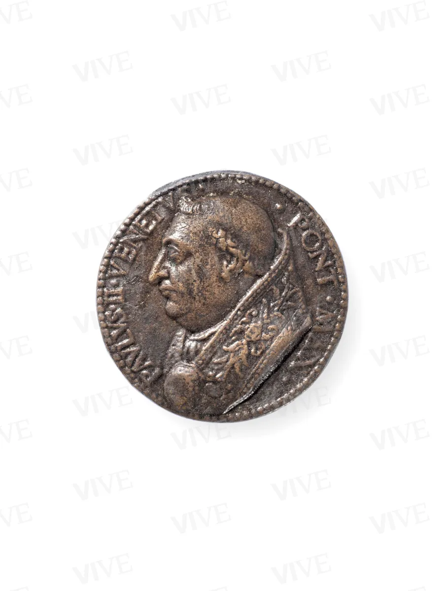 Medaglia con papa Paolo II Barbo/santi Pietro e Paolo presso la sorgente della fede - Cristoforo di Geremia