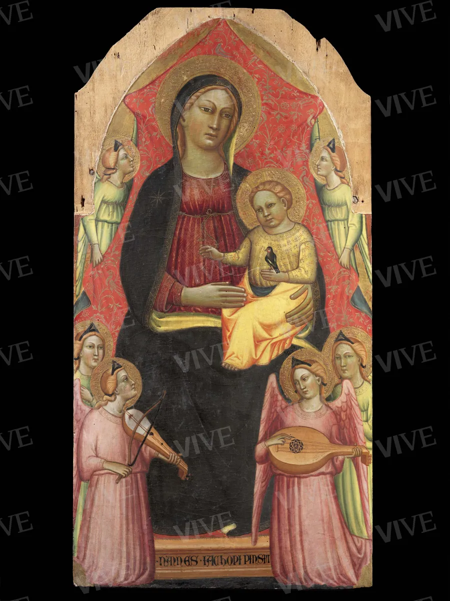 Trittico raffigurante Madonna con il Bambino tra i ss. Giovanni Evangelista e Giacomo a sinistra, Giorgio e Antonio Abate a destra - Nanni di Jacopo