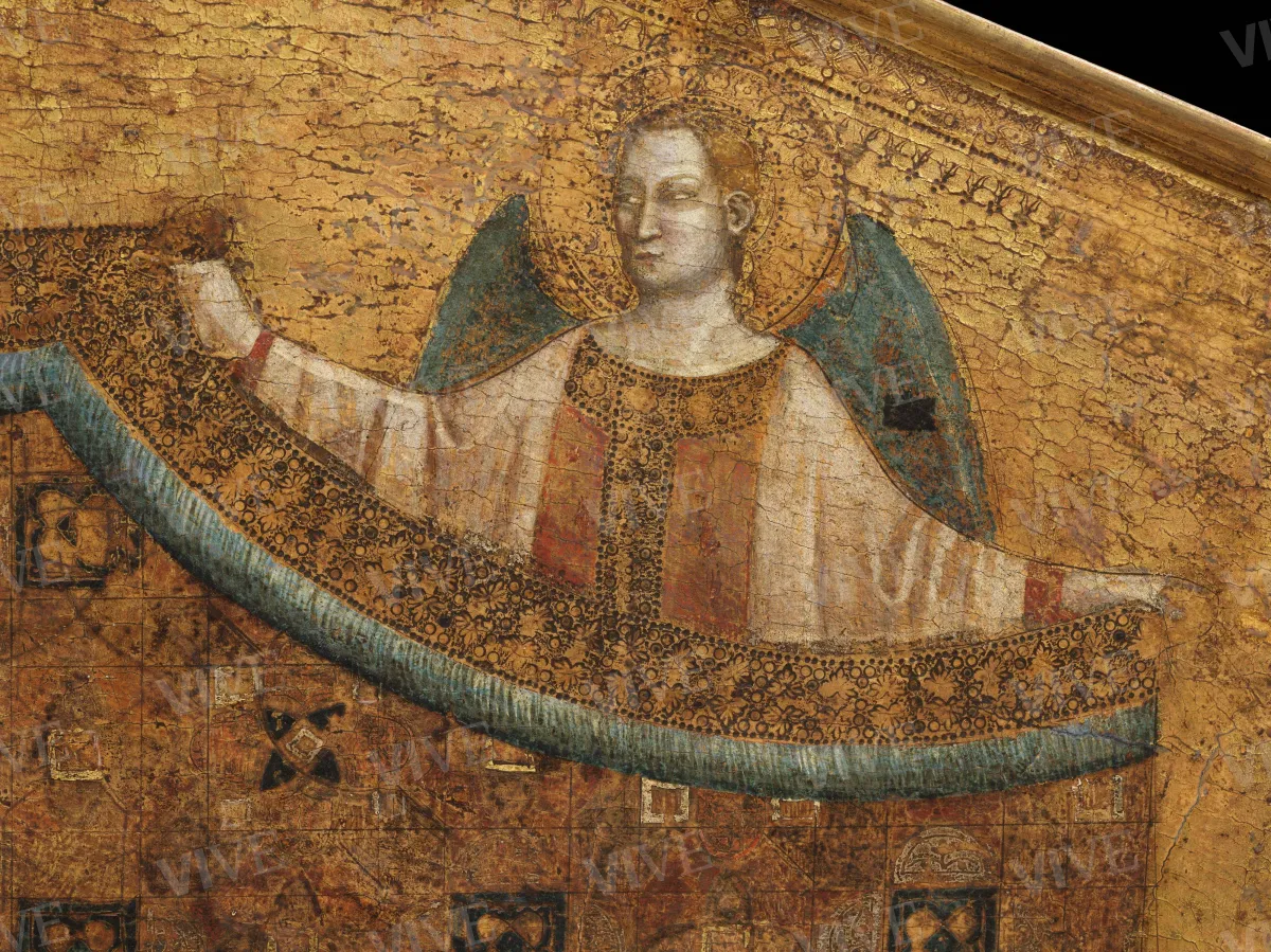 Matrimonio mistico di santa Caterina d'Alessandria, un santo vescovo e un santo diacono - Maestro dell'Incoronazione Christ Church
