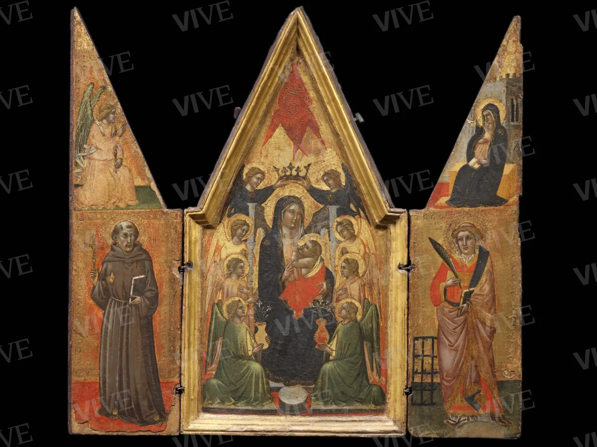 Madonna in trono con il Bambino e angeli  - ambito toscano