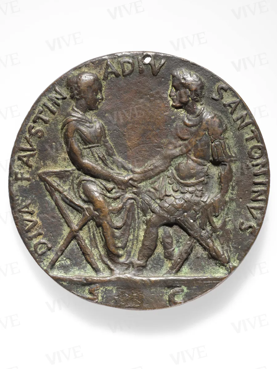 Medaglia con Faustina Maggiore/Antonino Pio e Faustina si stringono le mani - Antonio Averlino detto Filarete
